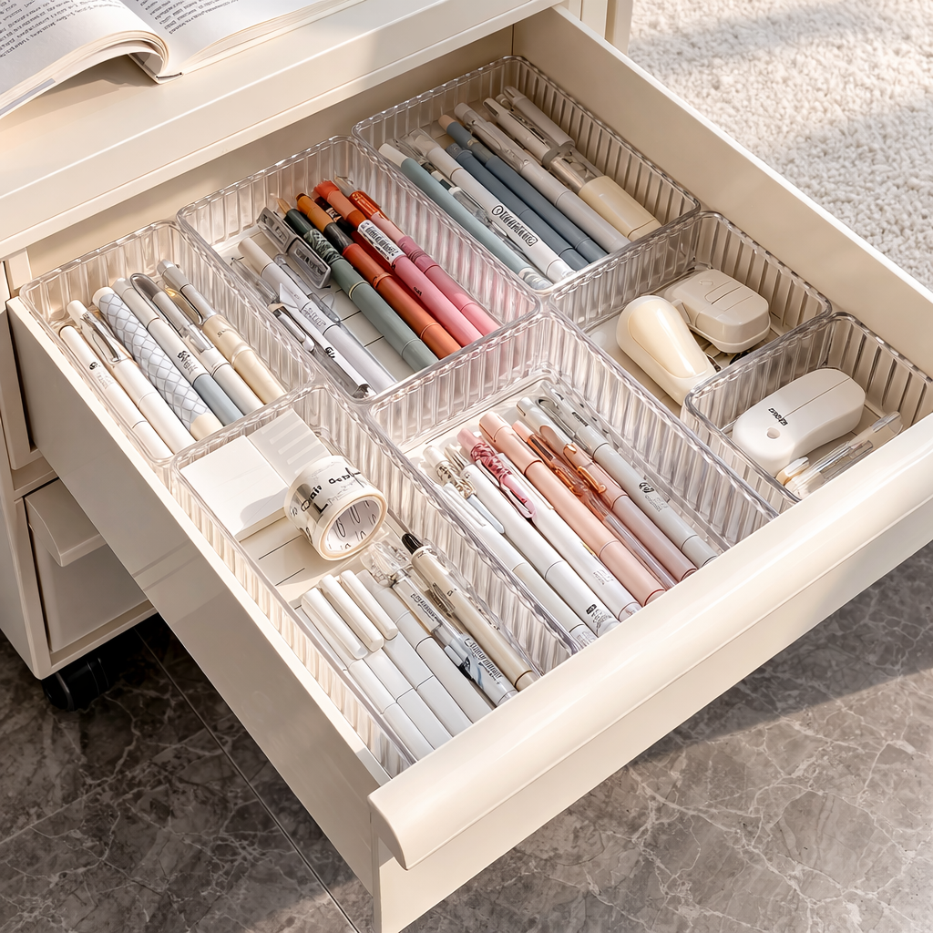 Stackable Acrylic Drawer Organizer - Adjustable Divider Trays for Cosmetics
