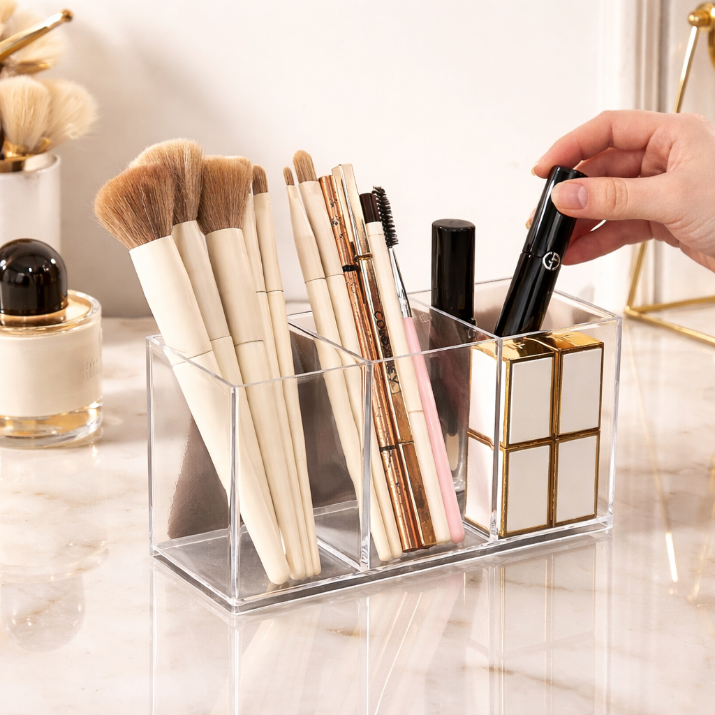 Transparent Acrylic Makeup Brush Storage Organizer and Tool Holder