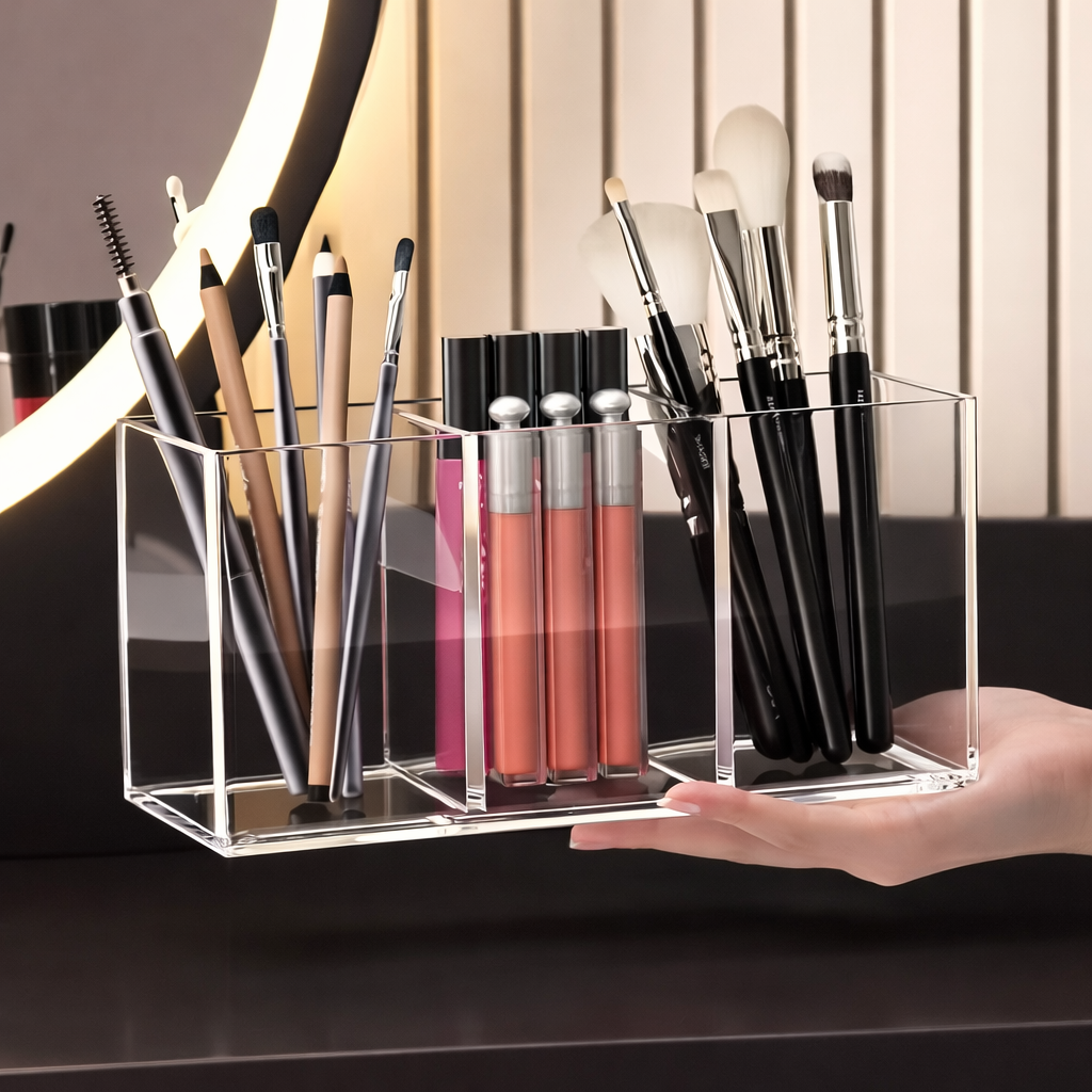 Transparent Acrylic Makeup Brush Storage Organizer and Tool Holder
