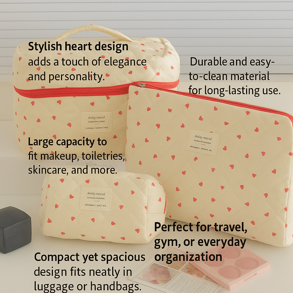 Women's Heart Makeup Bag Cosmetic Storage