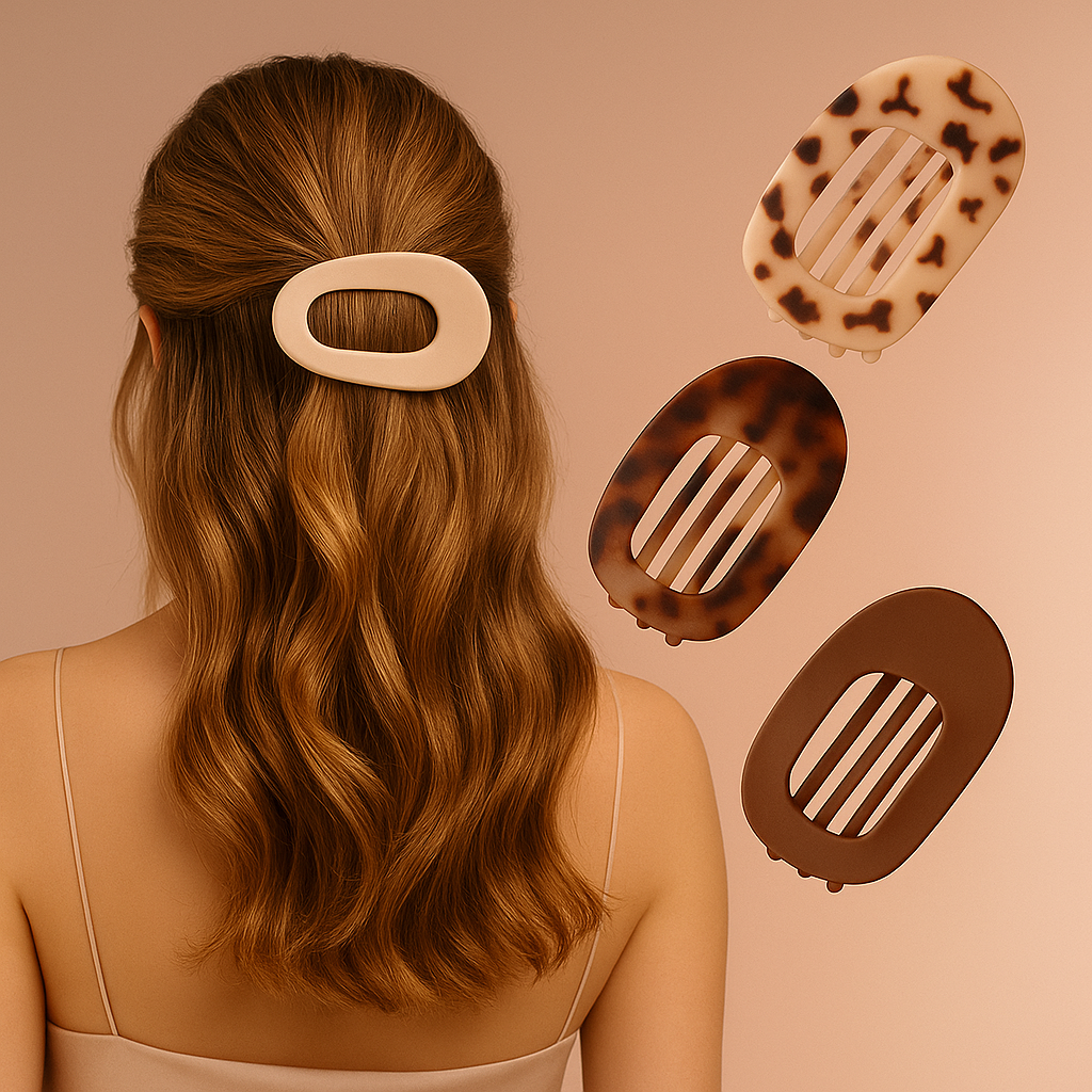 Cerace Fashion Oval Flat Hair Clips for Women French Concord Hair Clip