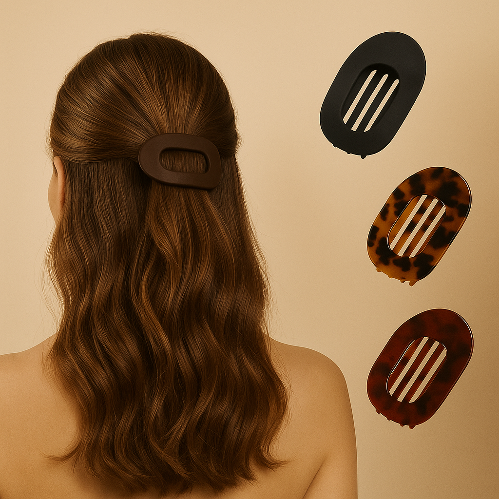 Cerace Fashion Oval Flat Hair Clips for Women French Concord Hair Clip