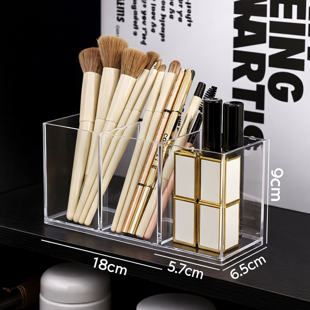 Clear Acrylic Makeup Brush Organizer Stylish Vanity Tool Holder