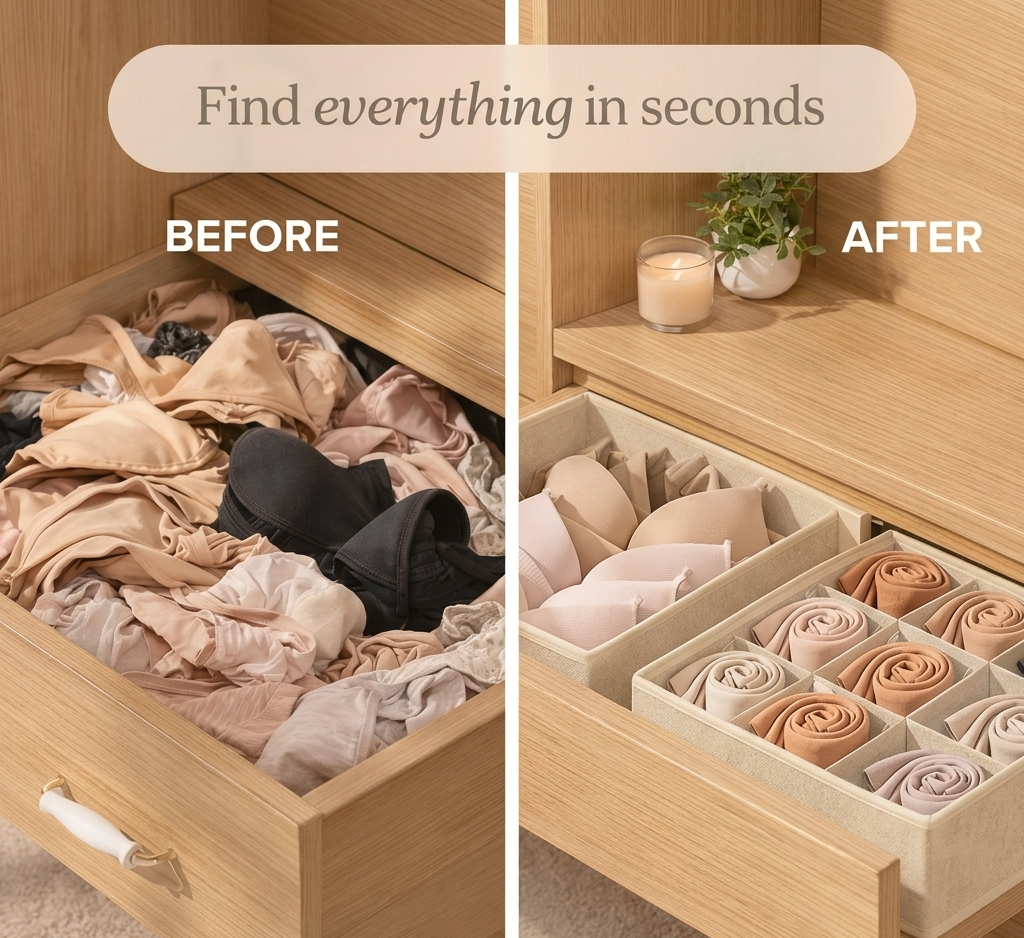 Closet Drawer Organizer for Underwear Bras & Socks