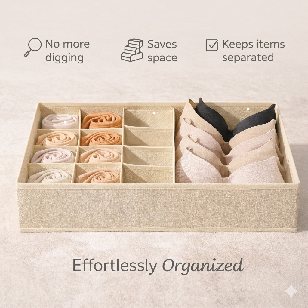 Closet Drawer Organizer for Underwear Bras & Socks