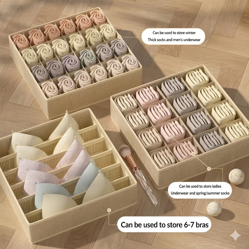 Closet Drawer Organizer for Underwear Bras & Socks