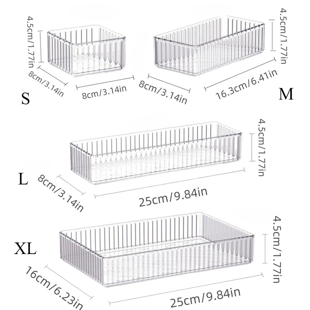 Stackable Acrylic Drawer Organizer - Adjustable Divider Trays for Cosmetics