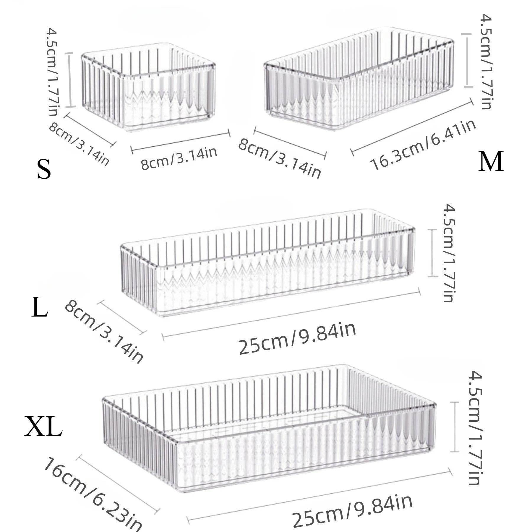 Stackable Acrylic Drawer Organizer - Adjustable Divider Trays for Cosmetics