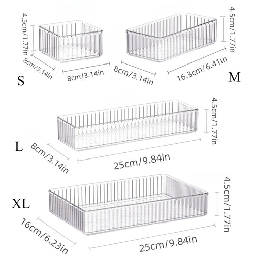 Stackable Acrylic Drawer Organizer - Adjustable Divider Trays for Cosmetics